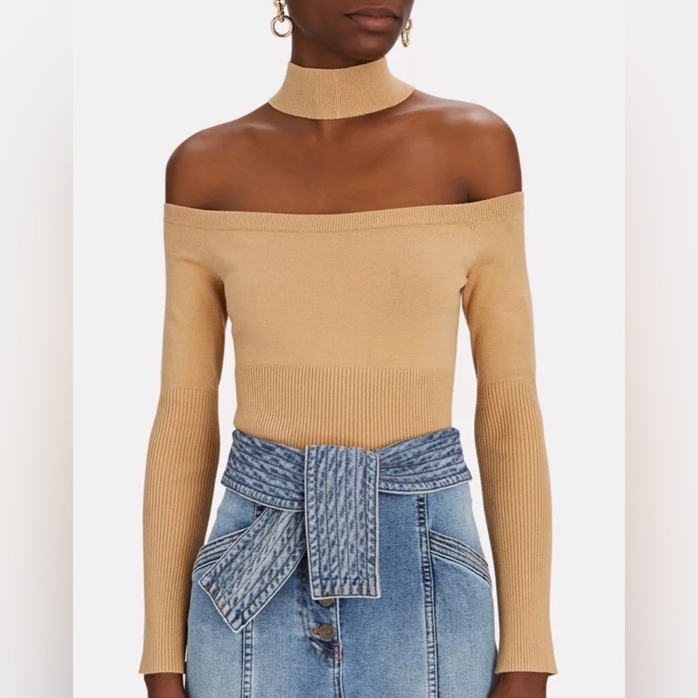 NWOT JONATHAN SIMKHAI Tide Lilac Off-the-shoulder Knitted Top, Size S